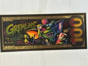 Gremlins Graffiti Gold Foil $100 Novelty Collectible Note